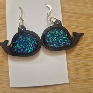 Whale Shaped Glitter Earrings